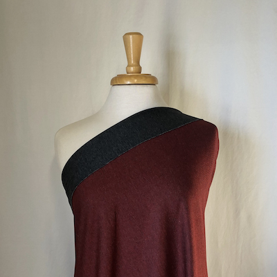 Double-faced interlock knit dark red & gray made in the usa